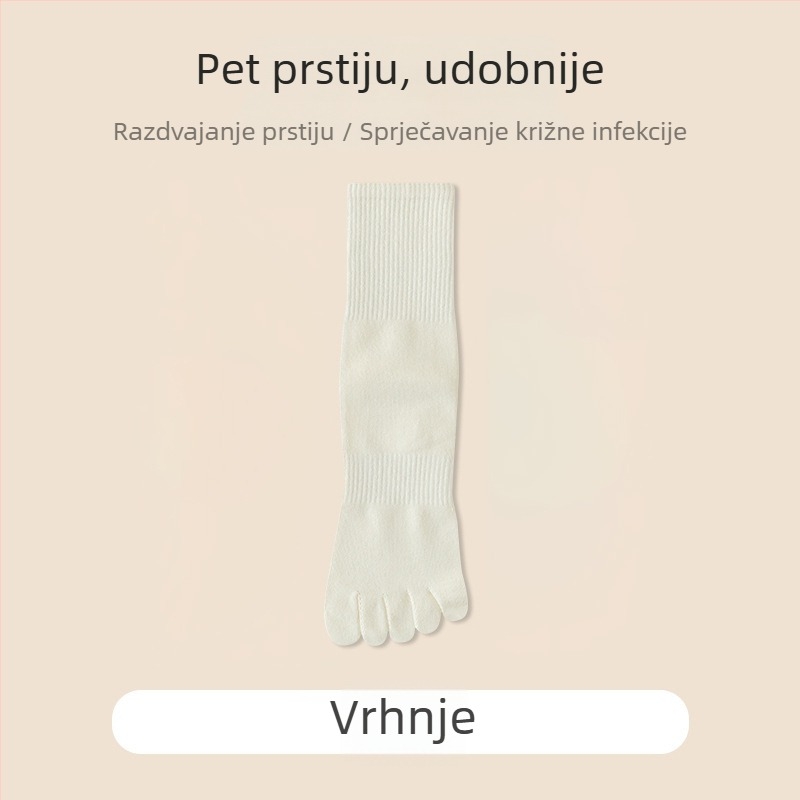 Petoprstne pamučne sportske čarape za muškarce, srednje visine, upijaju znoj