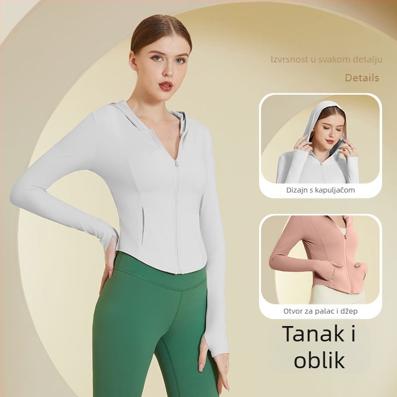 Ženska jakna s kapuljačom – UV zaštita UPF50+ od najlona za trčanje i fitness