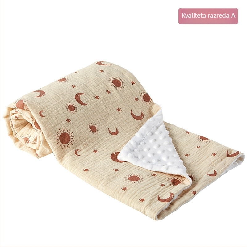 momuz Beanie deka za bebe od 95%+ pamuka, dvostruko topla, cartoon dizajn, za dojenčad i djecu (1–3 godine), udobnost kroz sve godišnje doba