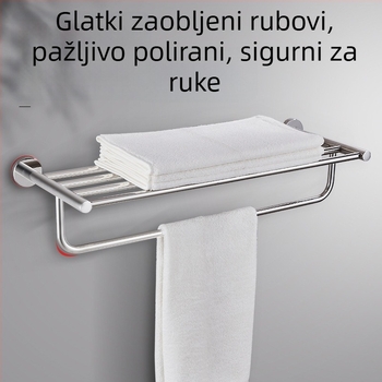 Držač za ručnike od 304 nehrđajućeg čelika, zidni, bez bušenja, dvodijelni set, modernog stila