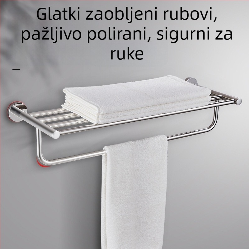 Držač za ručnike od 304 nehrđajućeg čelika, zidni, bez bušenja, dvodijelni set, modernog stila