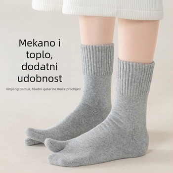 Ženske čarape s podijeljenim prstima za jesen-zimu, flis unutrašnjost, pamuk-mješavina, srednje duljine