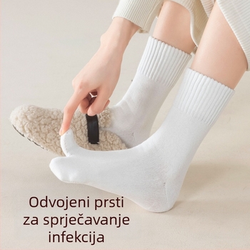 Ženske čarape s podijeljenim prstima za jesen-zimu, flis unutrašnjost, pamuk-mješavina, srednje duljine