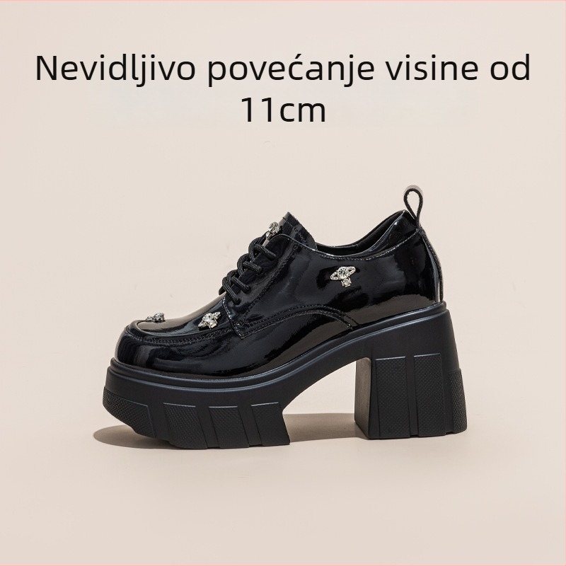 Ženske loaferice s debelim potplatom — okrugli vrh, gornji dio od super vlakna, vezivanje šnuralicama, debeli potplat (>8 cm), podstava i taban od umjetne ovčje kože