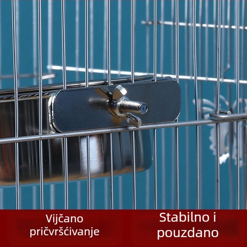 hranilica za papagaje od nehrđajućeg čelika s klipom za čašu i držačem čaše, hranilica