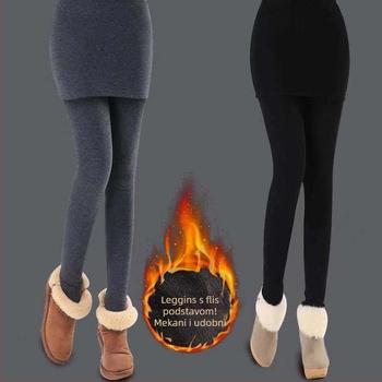 Jednodelne hlače s pričvršćenom suknjom, flis podstava, debela zimska verzija, uski kroj, 30–50% spandex, GSM 90, zima 2021