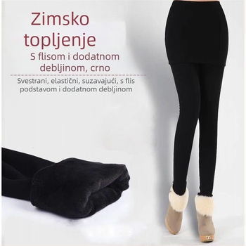 Jednodelne hlače s pričvršćenom suknjom, flis podstava, debela zimska verzija, uski kroj, 30–50% spandex, GSM 90, zima 2021
