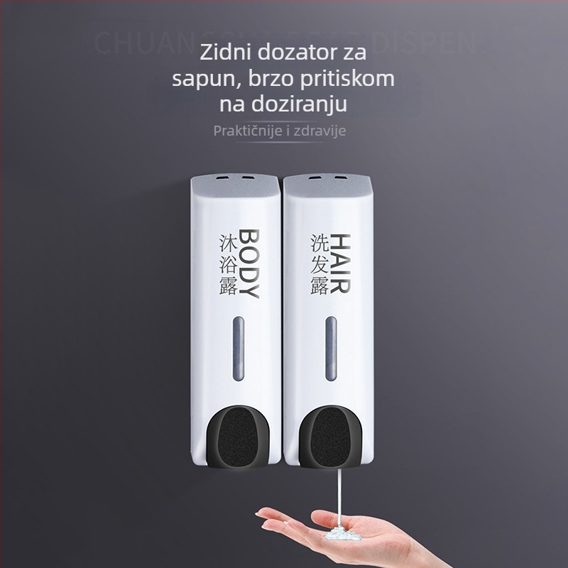 Idas Ručni dozirnik sapuna s dvostrukim izlazom za hotelsku kupaonicu, plastični, ručni pritisak, ubrizgano oblikovanje, moderan dizajn