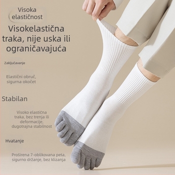 Muške petoprstne sportske čarape srednje dužine, upijaju znoj i deodoriraju, pamuk 93,4% / elastan 3,7% / najlon 2,9%, uzorak boje-blok
