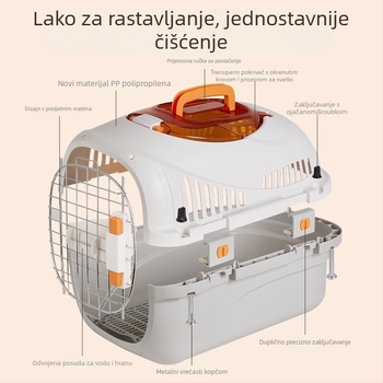 Kutija za prijevoz mačaka i malih pasa - Otklonjiva i lako se čisti PP, Jednobojna, Pogodna za kućne ljubimce težine 3–5 kg