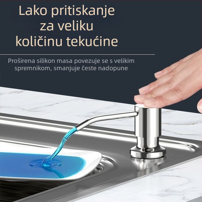 Dispenser sapuna za kuhinjski sudoper, ABS materijal, Taichun brend, ručni pritisak, montaža bez bušenja, težina 100 g.