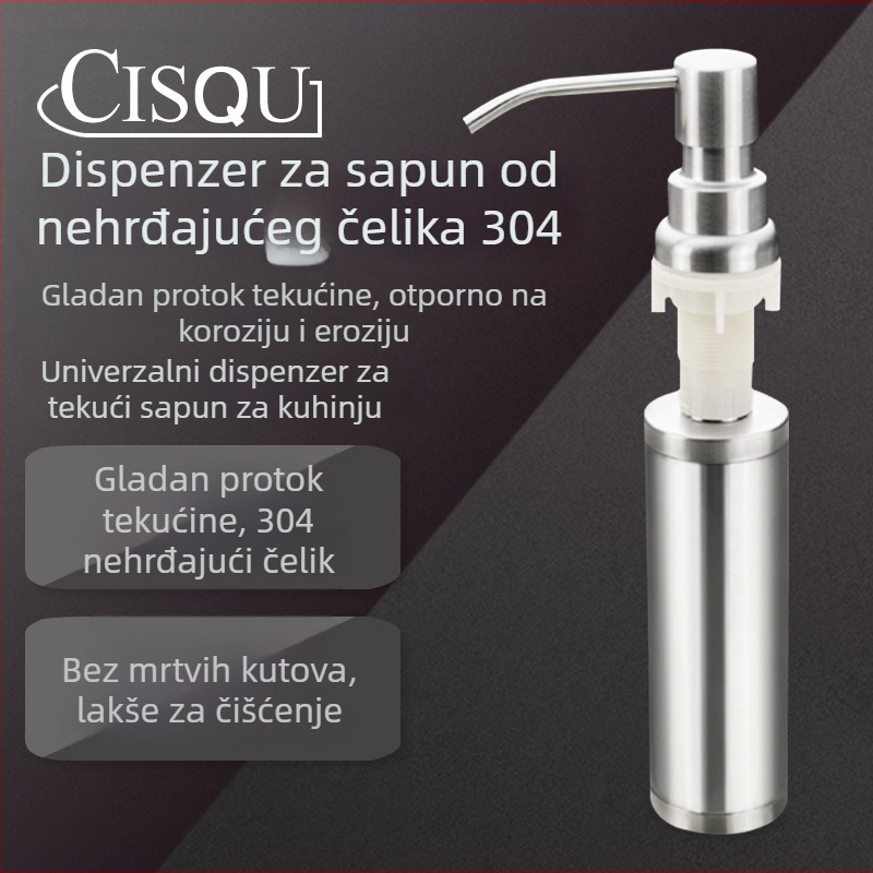 Dispenzer za sapun za kuhinjski sudoper, nehrđajući čelik, moderan minimalistički stil, opće namjene, CISQU