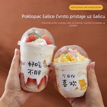 Bobo Cup PET plastična čaša s poklopcem, vilicom i žlicom, paket naljepnica, mogućnost tiska loga