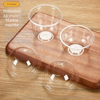 Bobo Cup PET plastična čaša s poklopcem, vilicom i žlicom, paket naljepnica, mogućnost tiska loga