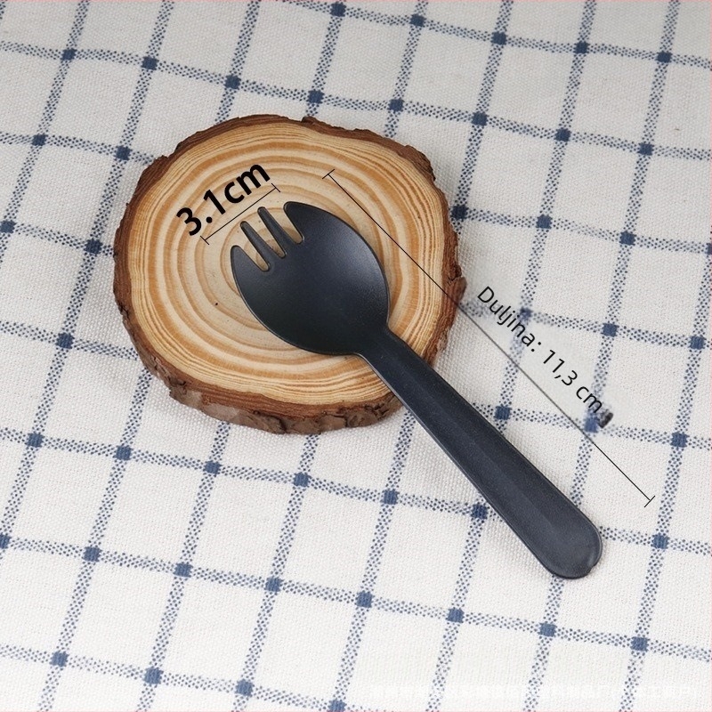 Bobo Cup PET plastična čaša s poklopcem, vilicom i žlicom, paket naljepnica, mogućnost tiska loga