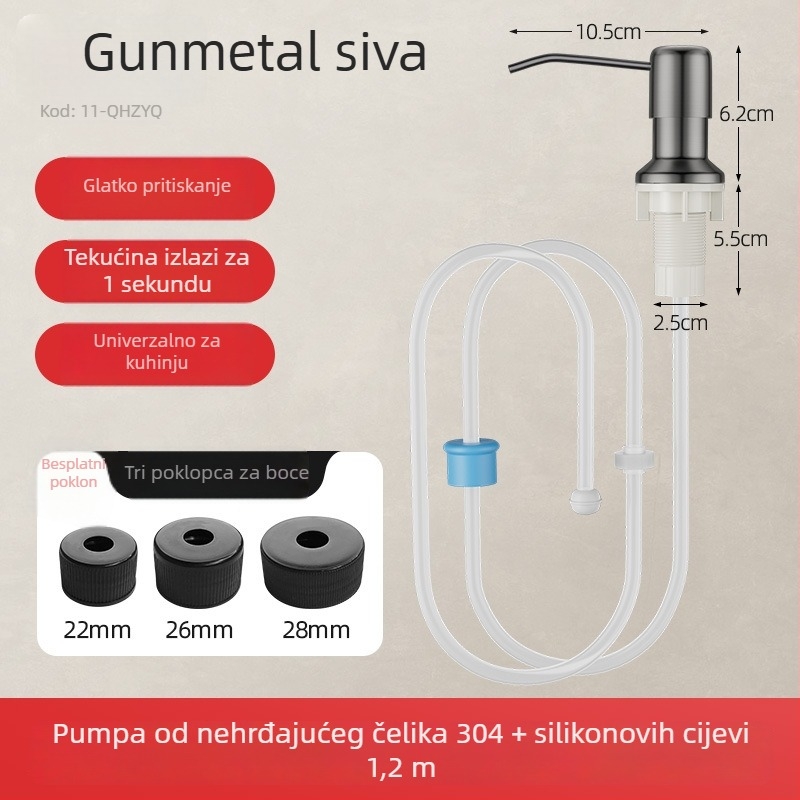 Dodatak tekućeg sredstava za pranje posuđa od nehrđajućeg čelika s produžnim cijevima, model TS-SD007-1G, 0.4 kg