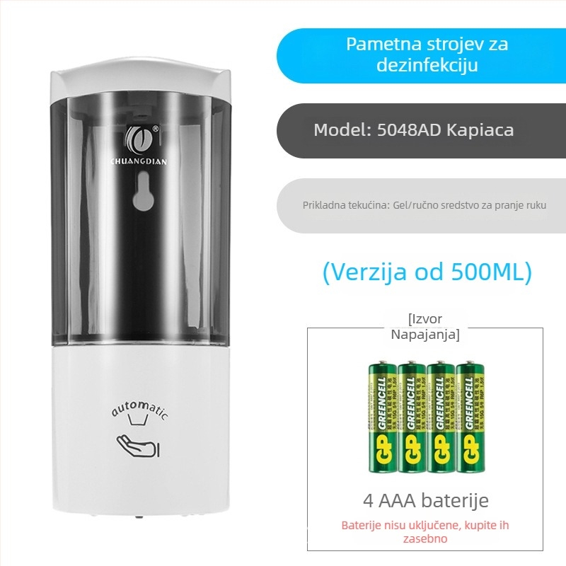 Automatski senzor za dezinfekciju ruku, zidno montiran, ABS, CE certifikat, težina 420 g