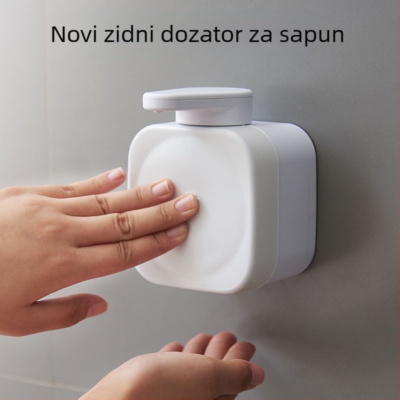 Plastični zidni dozator tekućine, s pritiskom, za kupaonicu (sapun, šampon, gel za tuširanje, dezinfekcijsko sredstvo)