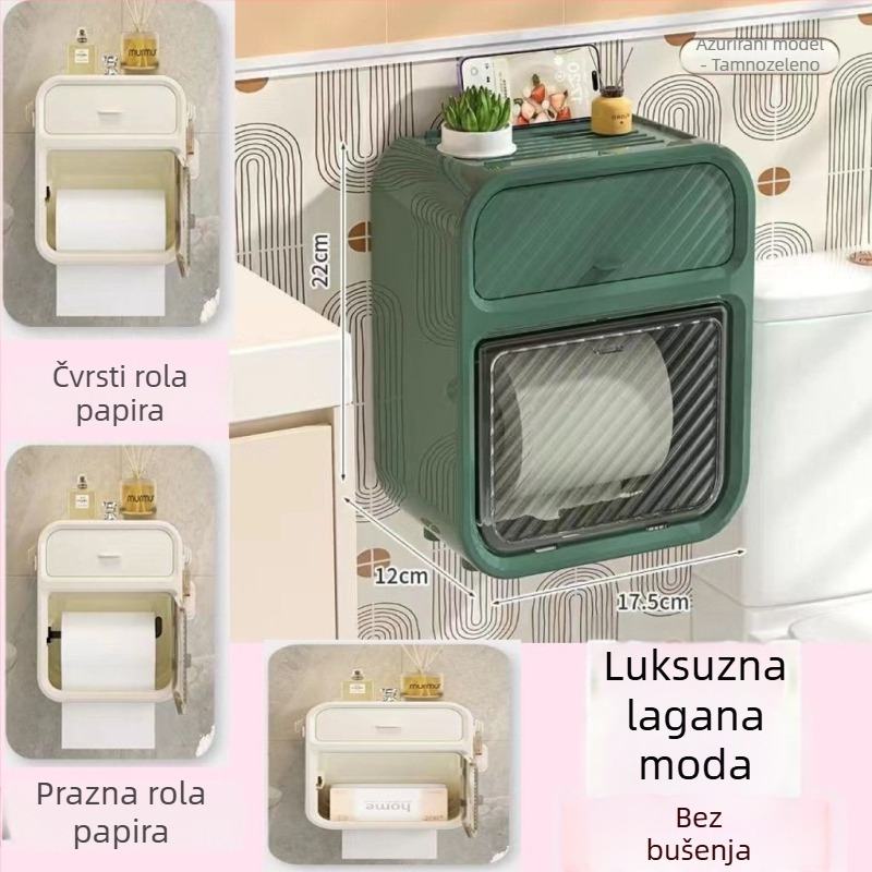 Zidna kutija za toaletni papir, plastična, vodootporna, višestruka namjena, kompatibilna s uklonjivim papirnatim ručnicima, moderni minimalistički dizajn