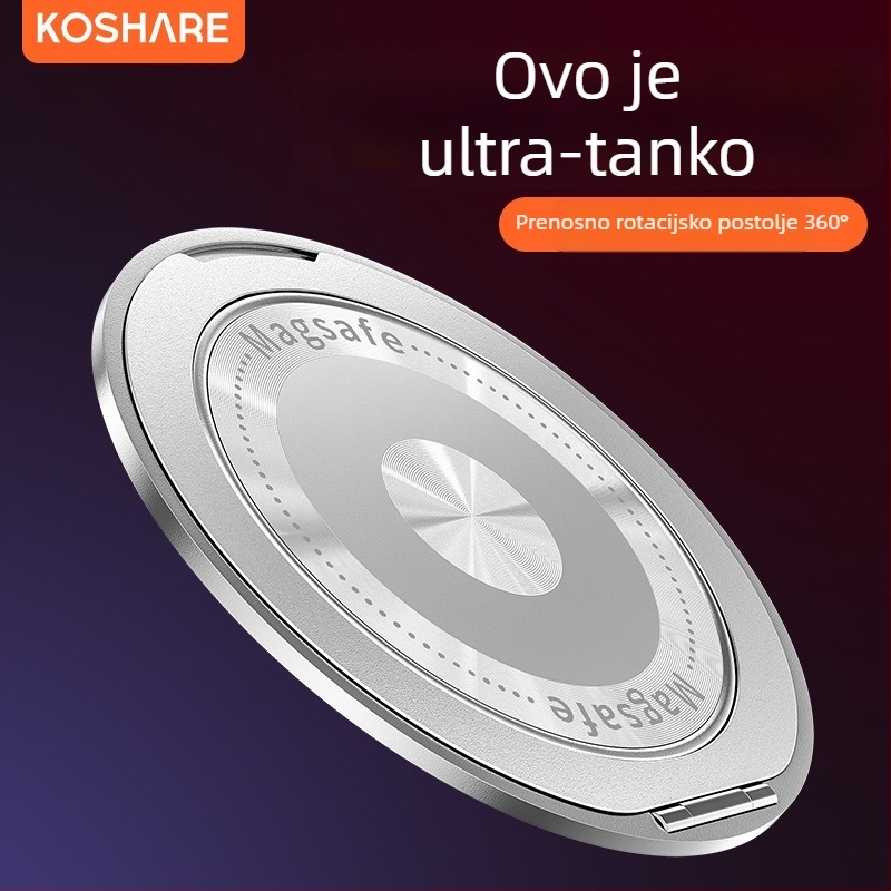 Sklopivi nosač za telefon s magnetskim usisavanjem, ljepilom fiksiranje, otporan na podrhtavanje, metalno-plastična konstrukcija, prilagodljiv, za auto, stol i dom