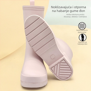 Ženske gumene čizme za kišu, vodootporne, srednje visine, protivklizne i otporne na habanje, niski pet 1–3 cm, za sve sezone