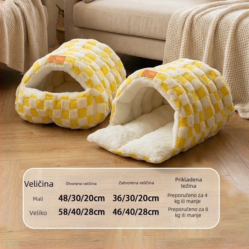 Mačje gnijezdo – zatvoren dizajn, zimska toplina, flanel materijal, odvojivo i perivo, pogodno za unutarnju upotrebu
