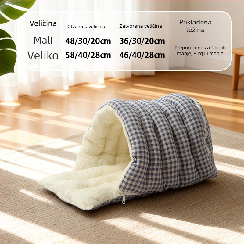Mačje gnijezdo – zatvoren dizajn, zimska toplina, flanel materijal, odvojivo i perivo, pogodno za unutarnju upotrebu