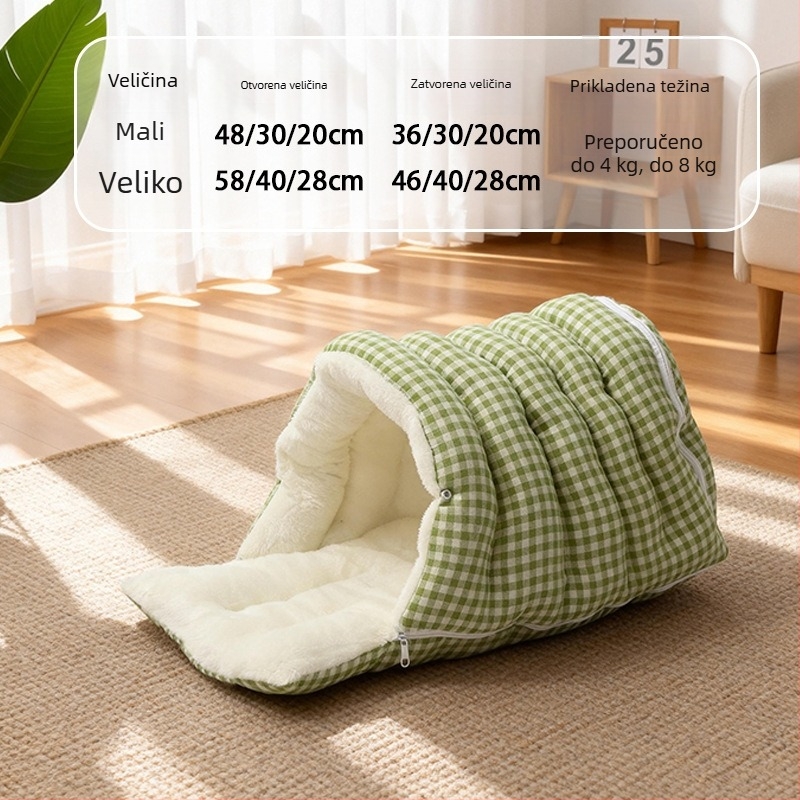 Mačje gnijezdo – zatvoren dizajn, zimska toplina, flanel materijal, odvojivo i perivo, pogodno za unutarnju upotrebu