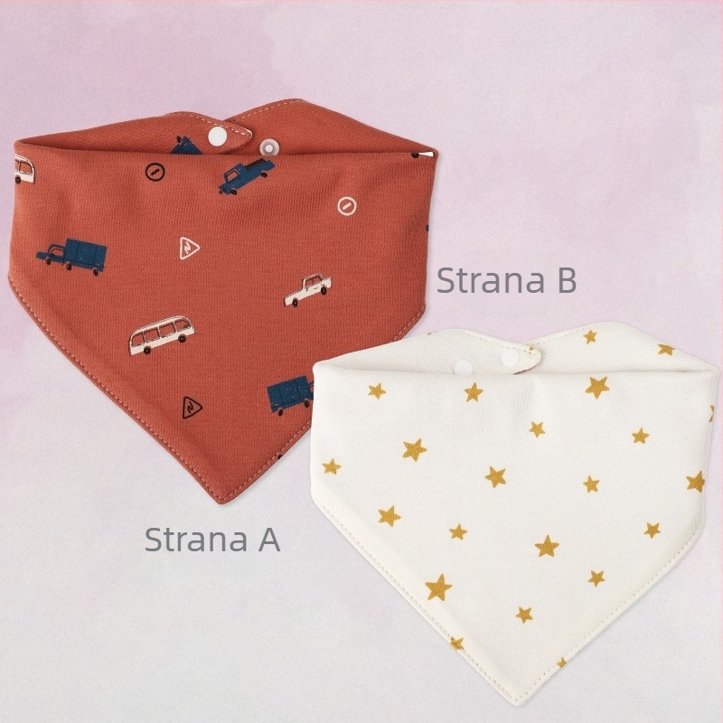 Dječja trokutasta baveta s uzorkom crtih likova, od pamuka >95%, vodootporna, za novorođenčad 0–1 godina