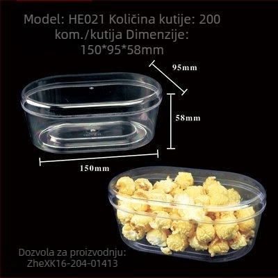 Prozirna plastična kutija za hranu s poklopcem, pravokutna, zatvarljiva, više modela, marka Jin Peng, tiskano logo