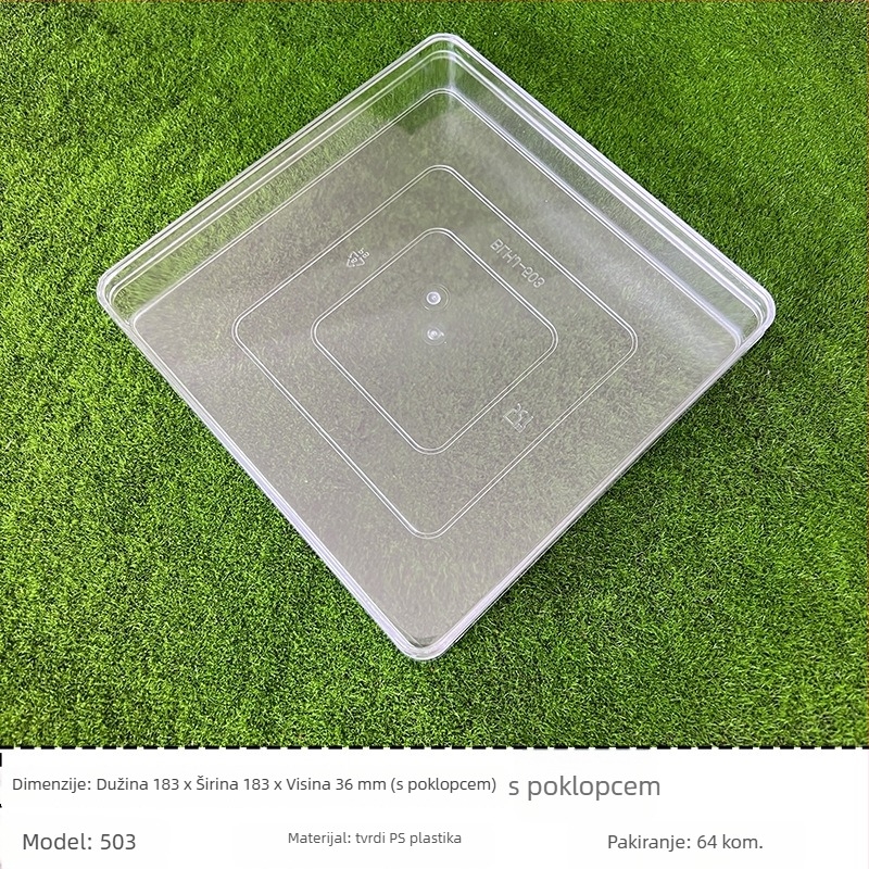 Prozirna plastična kutija za hranu s poklopcem, pravokutna, zatvarljiva, više modela, marka Jin Peng, tiskano logo