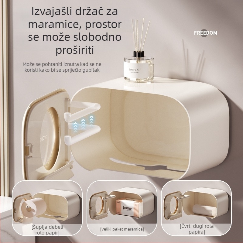 Zidna kutija za papir toaletnog papira i spremnik za maramice za lice, ovalni oblik, plastika, moderan minimalistički dizajn