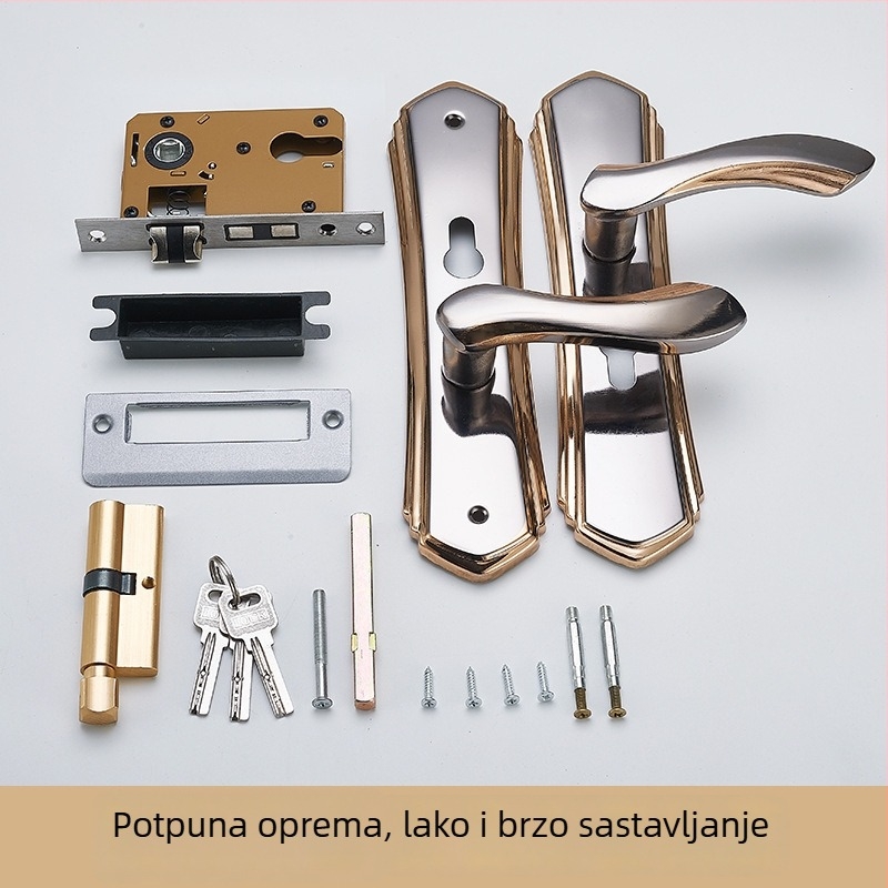 Ručna ručka za vrata spavaće sobe, željezo, moderni minimalistički stil (Model: T201_, Primjena: Vrata spavaće sobe, Materijal: Željezo)
