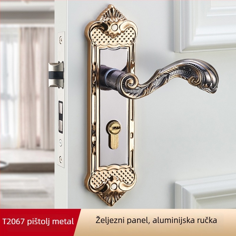 Ručna ručka za vrata spavaće sobe, željezo, moderni minimalistički stil (Model: T201_, Primjena: Vrata spavaće sobe, Materijal: Željezo)