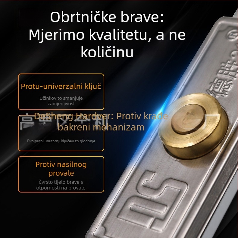 Brava protiv krađe za rolo kapije – DS-Door Lock, bakar, za rolo kapije, rolo vrata i mehanička vrata, moderni minimalistički stil