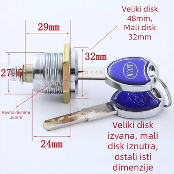 C-razred sigurnosni cilindar brava seifa, univerzalni, model 01, XBK, bakar, moderan jednostavan stil