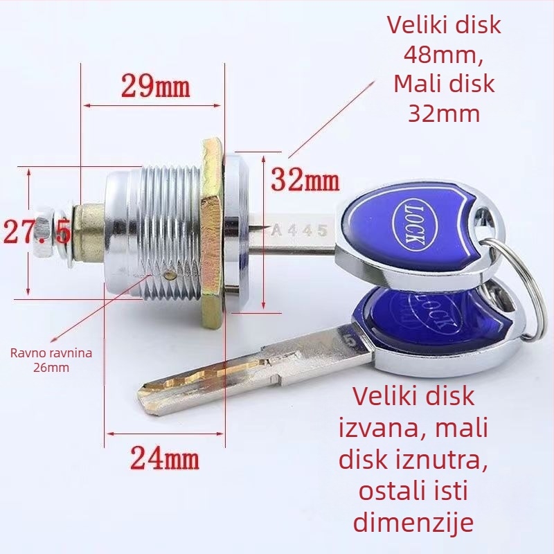 C-razred sigurnosni cilindar brava seifa, univerzalni, model 01, XBK, bakar, moderan jednostavan stil