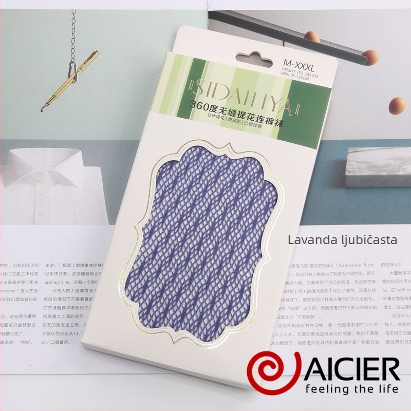 Bezšivne tanke hulahopke s prozirnim mrežastim uzorkom, najlon