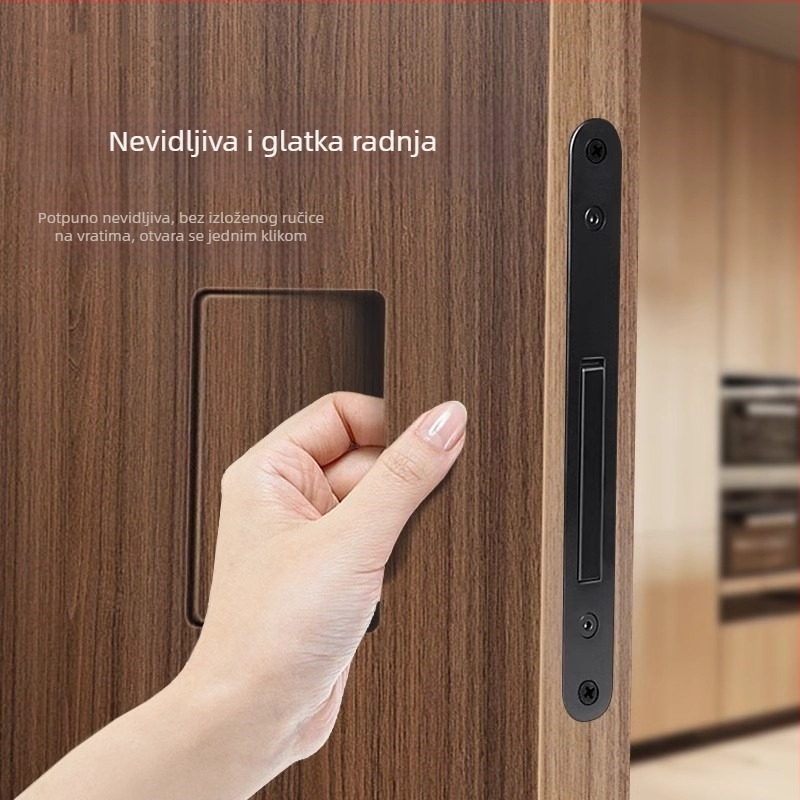 AHANDLE kvaka za vrata s mehanizmom zaključavanja, nehrđajući čelik, moderno minimalistički stil, za vrata debljine 35–50 mm