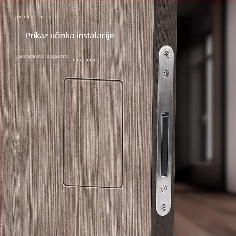 AHANDLE kvaka za vrata s mehanizmom zaključavanja, nehrđajući čelik, moderno minimalistički stil, za vrata debljine 35–50 mm