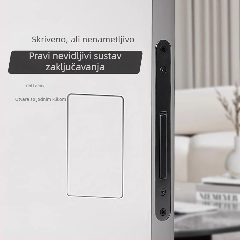 AHANDLE kvaka za vrata s mehanizmom zaključavanja, nehrđajući čelik, moderno minimalistički stil, za vrata debljine 35–50 mm