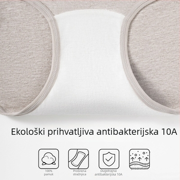 Ženske pamučne gaćice sa srednjim strukom, antibakterijski predjel prepona, produženi predjel, 95–100% pamuk, prozračne