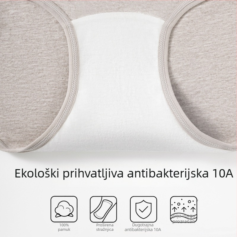 Ženske pamučne gaćice sa srednjim strukom, antibakterijski predjel prepona, produženi predjel, 95–100% pamuk, prozračne