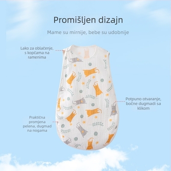 Beba spavaća vreća za ljeto, vest stil, 95% pamuk, podstava i punilo pamuk, bez rukava, karikatura uzorak