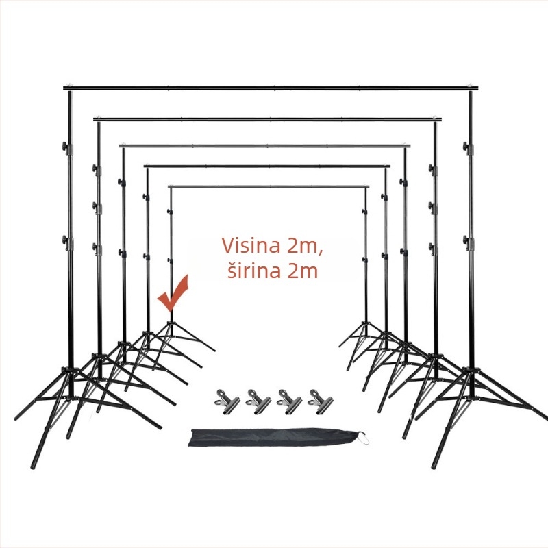 Pozadinska stalk za fotografiju – prijenosna, proširiva, od aluminijske legure; pogodna za portrete i fotografiranje odjeće; podržava jedinstvenu montažu