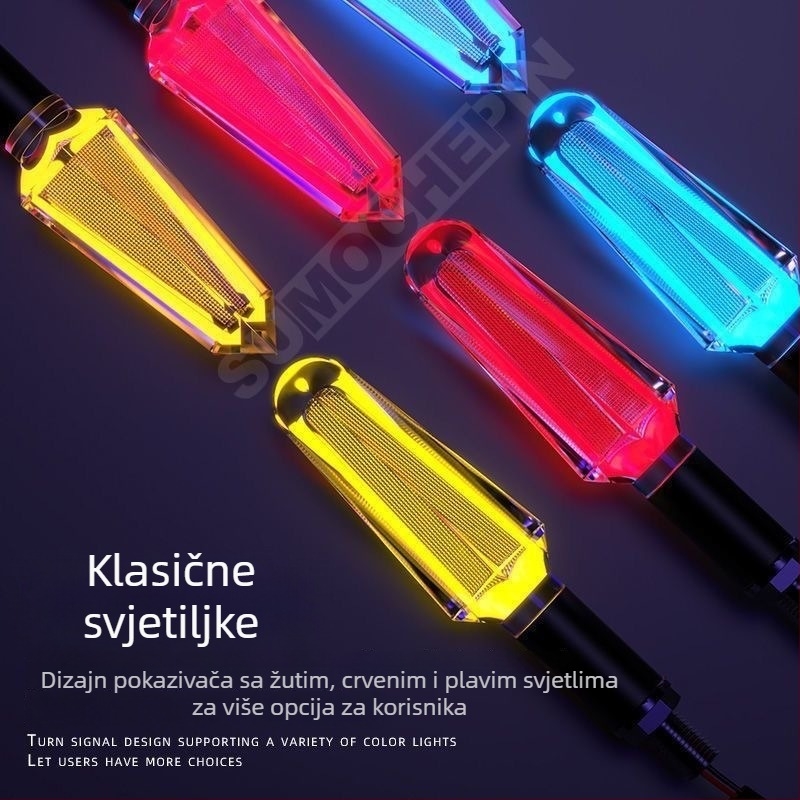Kristalni LED pokazivač smjera za motocikle i električna vozila, 12V, univerzalno, ABS+LED