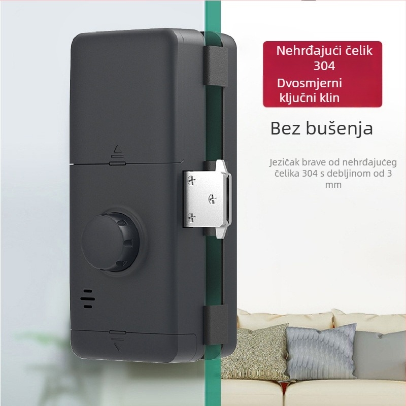 G190 Uređaj za otključavanje prstom na staklena vrata u uredu — bez bušenja, s okvirom ili bez, jednokrilna/dvokrilna vrata; 200 spremljenih otisaka; >20 000 otključavanja; skeniranje <0,5 s; lažno prepoznavanje <0,0001%.