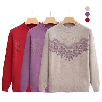 Ženski topli plišasti pleteni gornji dio za jesen-zimu, poliesterska smjesa, okrugli izrez, dugi rukav, normalna duljina (50–65 cm), elegantan gradski stil; glavni materijal 70–80% poliestera, sekundarni ≤30%