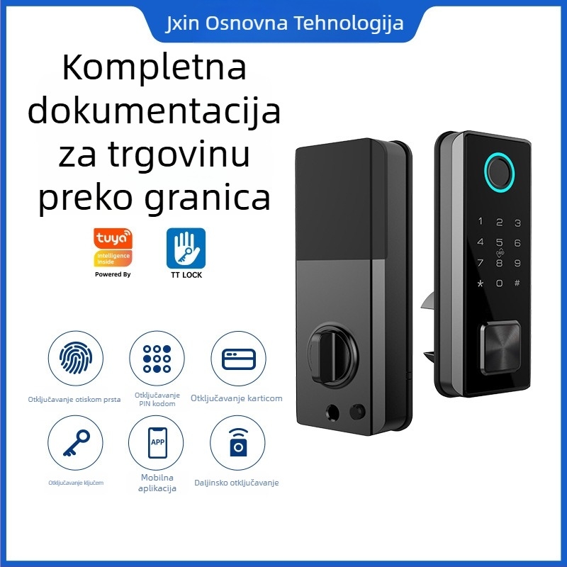 Pametna brav za vrata s prepoznavanjem otiska prsta, kapacitet 100 otisaka, otključavanje za <0,5 s, otključavanje lozinkom/ključem/daljinskim upravljanjem, vodootporan mehanizam zaključavanja