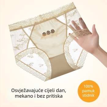 Ženske gaćice od najlona s čipkom, pamutnim dodatkom u preponskom dijelu, visokog struka, antibakterijske